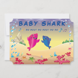 Convite Tubarão 🦈 Festa de Aniversário do Oceano Bebês Cr