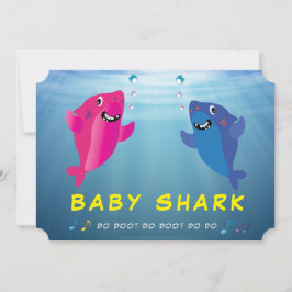 Convite Tubarão Rosa 🦈 Festa de aniversário Azul