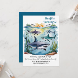 Convite Tubarão Sob O Aniversário Do Sea Boy