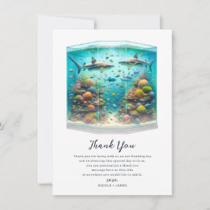 Convite Tubarões Peixes Aquarela Aquática Aquário Obrigado