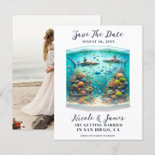 Convite Tubarões & Peixes Aquarela Aquática Salve o Dia