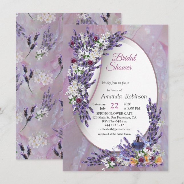 Convite Tuberose & Lavanda em Flor (Frente/Verso)
