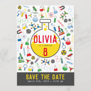 Convite Tubo de ensaio de ciência neutro em gênero brilhan