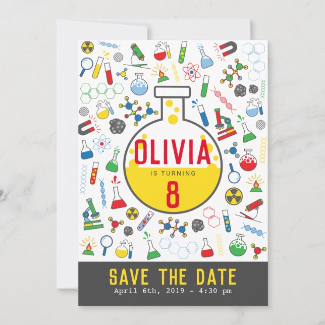 Convite Tubo de ensaio de ciência neutro em relação ao gên (Frente)