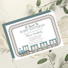 Convite Tudo a bordo do Chá de fraldas Baby Express Train 