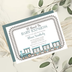 Convite Tudo a bordo do Chá de fraldas Baby Express Train 