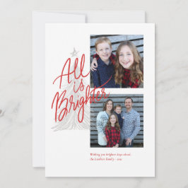 Convite Tudo é Brighter 2 Photo Christmas Card