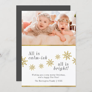 Convite Tudo é calmo  Foto de Natal Engraçado Personalizad