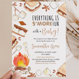 Convite Tudo é Mais Divertido com S'mores no Chá de Bebê