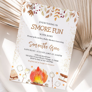 Convite Tudo é Mais Divertido com S'mores no Chá de Bebê