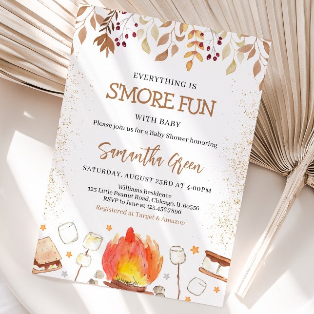 Convite Tudo é Mais Divertido com S'mores no Chá de Bebê (Criador carregado)