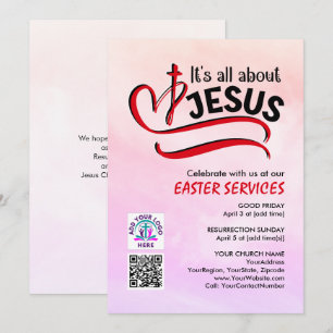 Convite TUDO É SOBRE JESUS Logo Código QR Igreja PÁSCOA