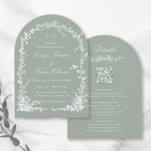 Convite Tudo em Um Arco de Jardim Floral de Casamento Verd