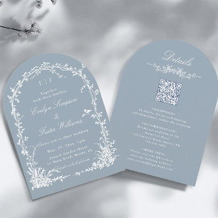 Convite Tudo em Um Arco Floral Jardim Casamento Azul Poeir