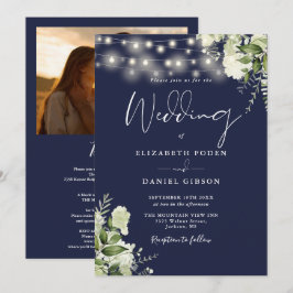 Convite Tudo Em Um Azul Marinho Verde Luz Foto Casamento