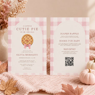 Convite Tudo em Um Bolo de Aniversário Rosa para Chás de B