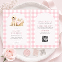 Tudo em Um Cachorrinho Xadrez Rosa Chá de Bebê