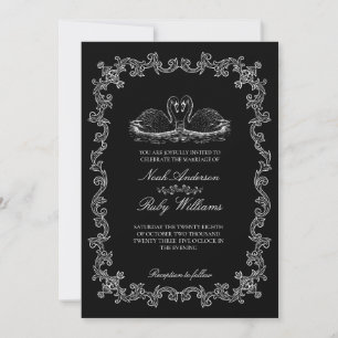 Convite Tudo em Um Casamento Clássico Elegante Preto e Bra