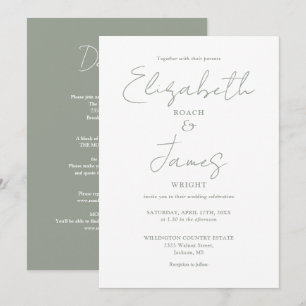 Convite Tudo em Um Casamento com Letra Elegante em Verde S