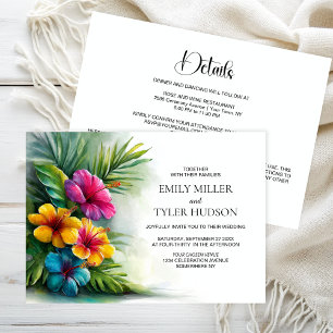 Convite Tudo em Um Casamento de Flores Tropicais e Folhage