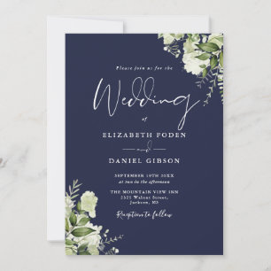 Convite Tudo Em Um Casamento De Fotografia De Verde Naval