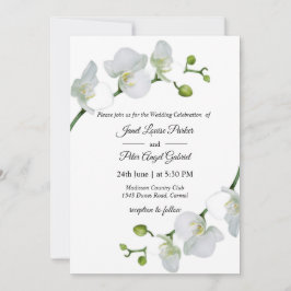 Convite Tudo em um. Casamento de orquídeas brancas elegant