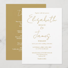 Convite Tudo em Um Casamento Elegante Dourado Minimalista