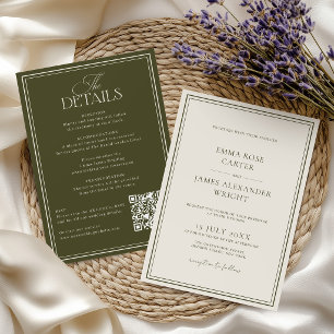 Convite Tudo em Um Casamento Elegante em Verde Oliva Dinhe