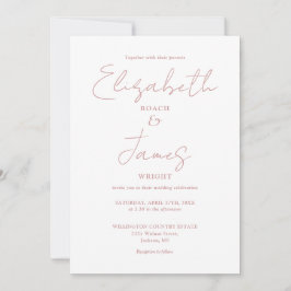 Convite Tudo Em Um Casamento Elegante Rosa Minimalista E D