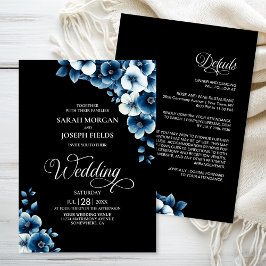 Convite Tudo em Um Casamento Floral Azul