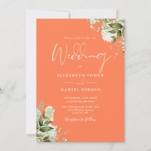 Convite Tudo Em Um Casamento Floral De Coral Verde