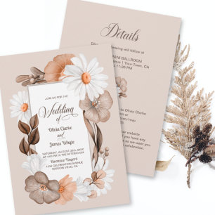Convite Tudo Em Um Casamento Floral de Margarida Rústica