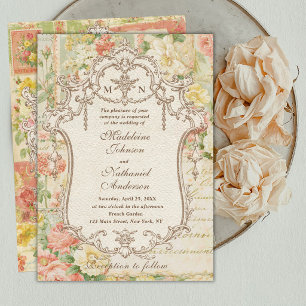 Convite Tudo em Um Casamento Floral Francês Vitoriano em C