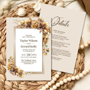 Convite Tudo Em Um Casamento Floral Laranja Queimado Russo
