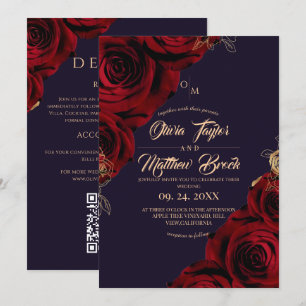 Convite Tudo em Um Casamento Floral Roxo Elegante