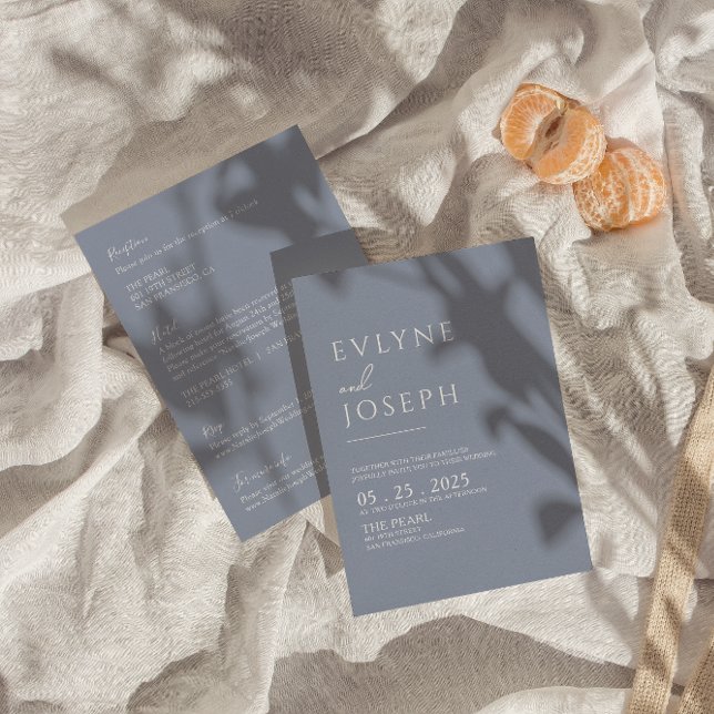 Convite Tudo Em Um Casamento Moderno De Boho Azul E Neutro (Criador carregado)