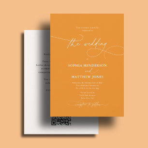 Convite Tudo em Um Casamento Negrito Elegante Script Laran