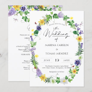 Convite Tudo em um Casamento russo de flores silvestres
