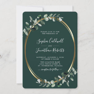 Convite Tudo em Um Casamento Verde Emerald Dourado Eucalyp