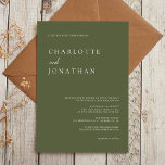 Convite Tudo em um casamento verde-oliva moderno e elegant<br><div class="desc">Todos em Um Convite para Casamento Verde Oleícola Elegante Moderno</div>