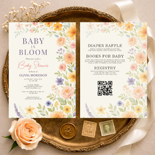 Convite Tudo em Um Chá de Bebê Floral Baby In Bloom