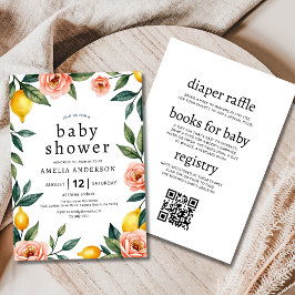 Convite Tudo em um Chá de fraldas amarelo cor-de-rosa