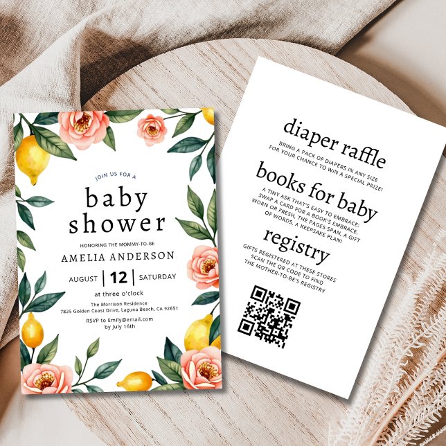 Convite Tudo em um Chá de fraldas amarelo cor-de-rosa (Criador carregado)