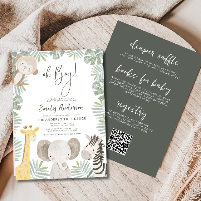 Convite Tudo em um Chá de fraldas de animal Safari (Criador carregado)