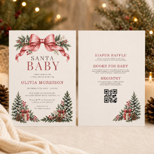 Convite Tudo em Um Chamada de Bebê do Papai Noel Arco Verm