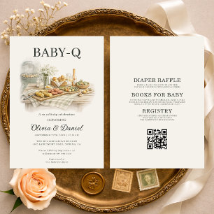 Convite Tudo em Um Churrasco no Quintal Baby-Q Chá de Bebê
