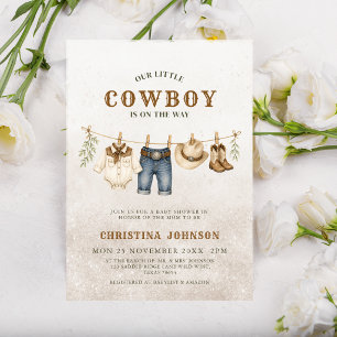 Convite Tudo em um Chuveiro de Bebê Little Cowboy Clothesl