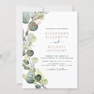 Convite Tudo em um código Eucalyptus QR Casamento Verde