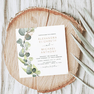 Convite Tudo em um código Eucalyptus QR Casamento Verde
