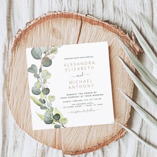 Convite Tudo em um código Eucalyptus QR Casamento Verde (Criador carregado)